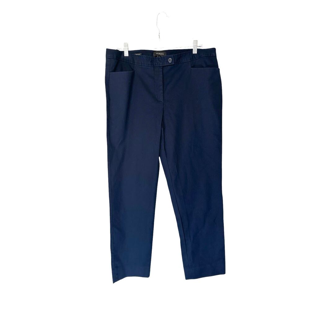Talbots Blue‎ Textured Career Office Work Hampshire Ankle Dress Pants Size 14